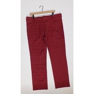 BETABRAND 7-Pocket Burgundy Red Geometric Floral Dress Yoga Pants XXL Petite
